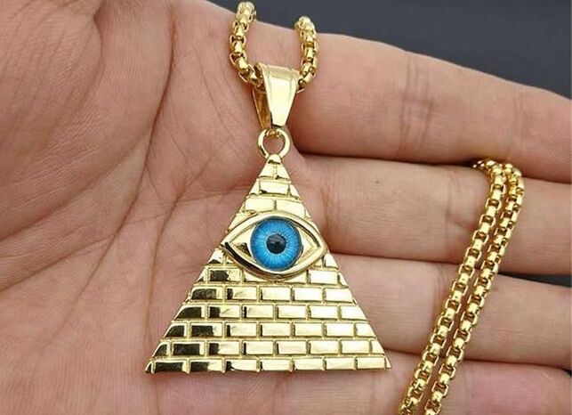 Masonic amulet in the form of a necklace for wealth (the eye that sees everything). 